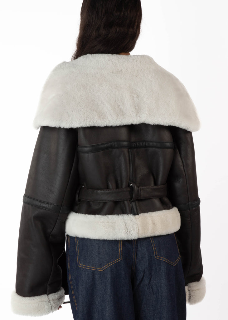 SHEARLING CROPPED COAT