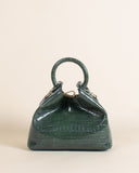 Baozi Croco-Print Embossed Leather Green