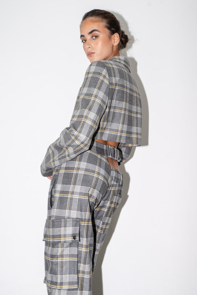 Cut out Baggy Checked Trousers