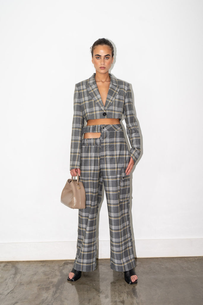 Cut out Baggy Checked Trousers