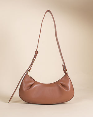 Dimple Moon Small Leather Cognac