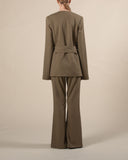 Tailored jacket with belt Khaki / Pre order delivery in 3 weeks