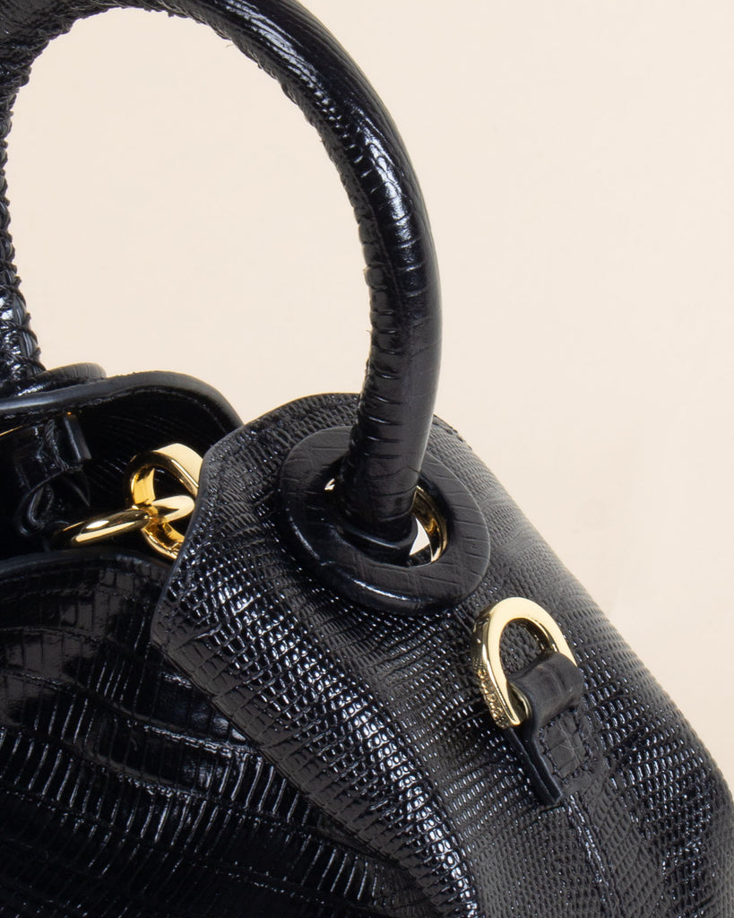 Madeleine Lizard Embossed Leather Black