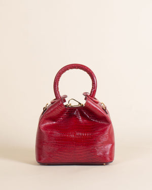 Madeleine | Lizard Print Leather | Red