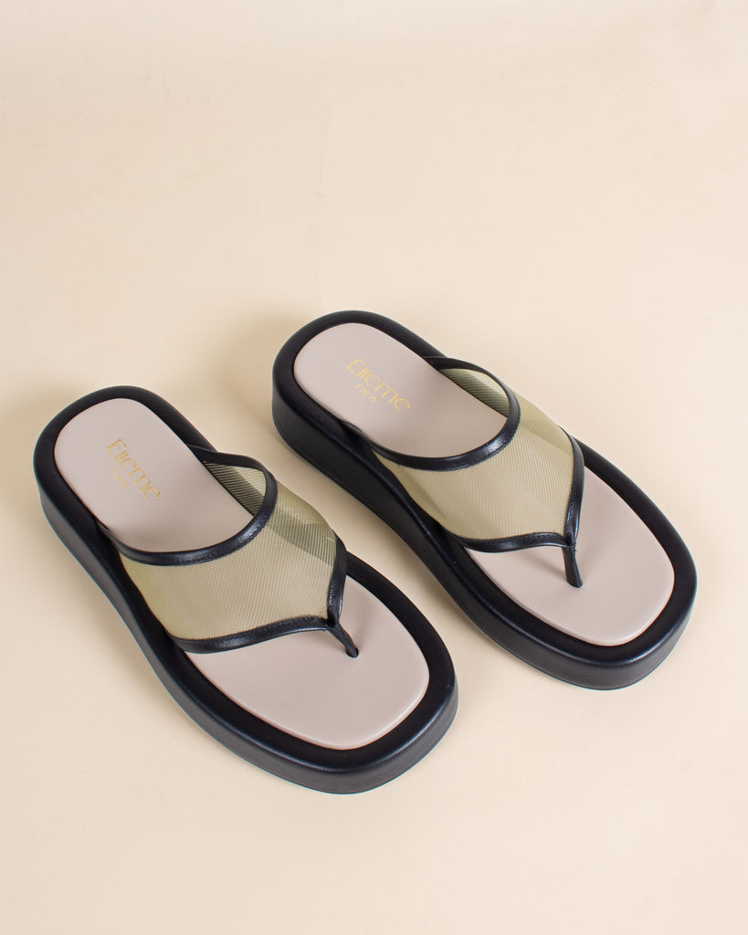 Mesh Platform Thong Sandal