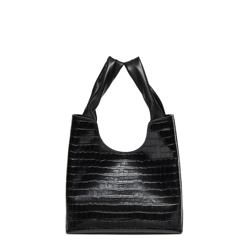Shopper Croco-Print Embossed Leather Black