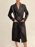 Long Leather Coat Black